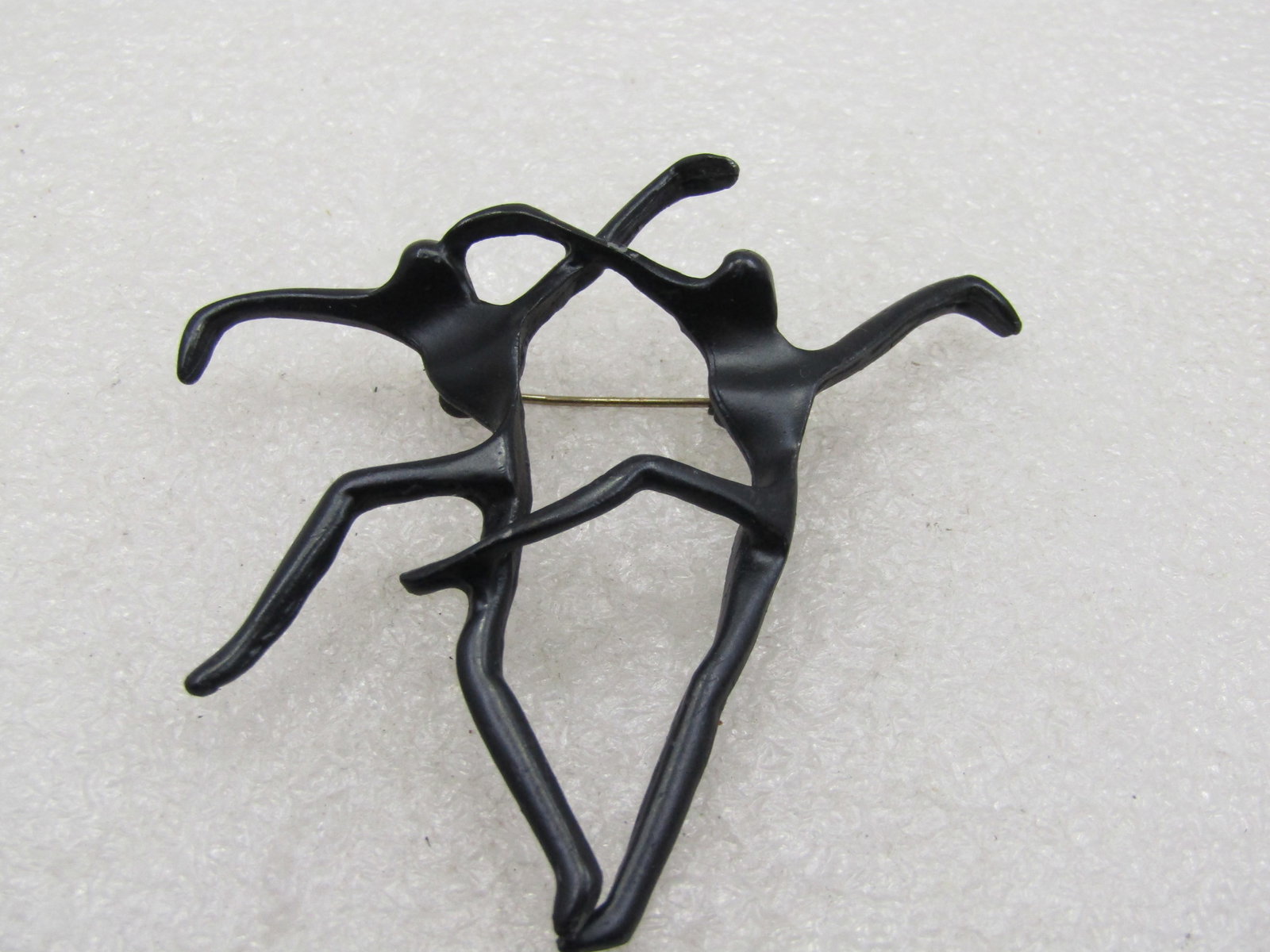 Vintage Black Enameled Modern Dance Couple Brooch, 3" - 4