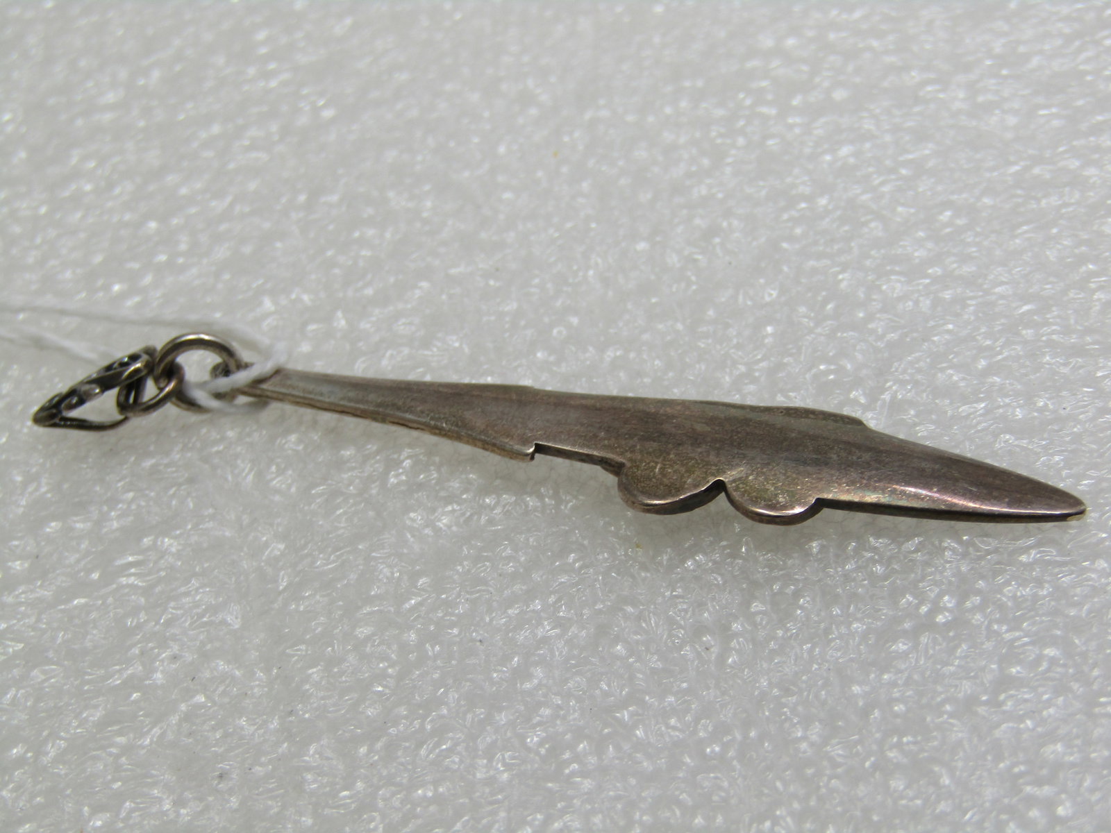 Sterling Art Nouveau Drop Pendant, Floral 2.75". - 3