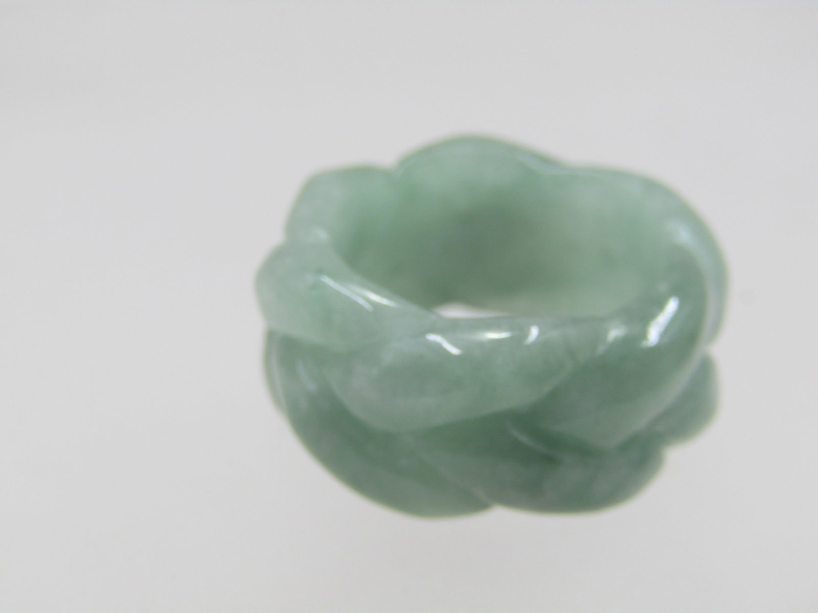 Vintage Carved Braided Jade Ring, 7, 11.5mm Wide - 4