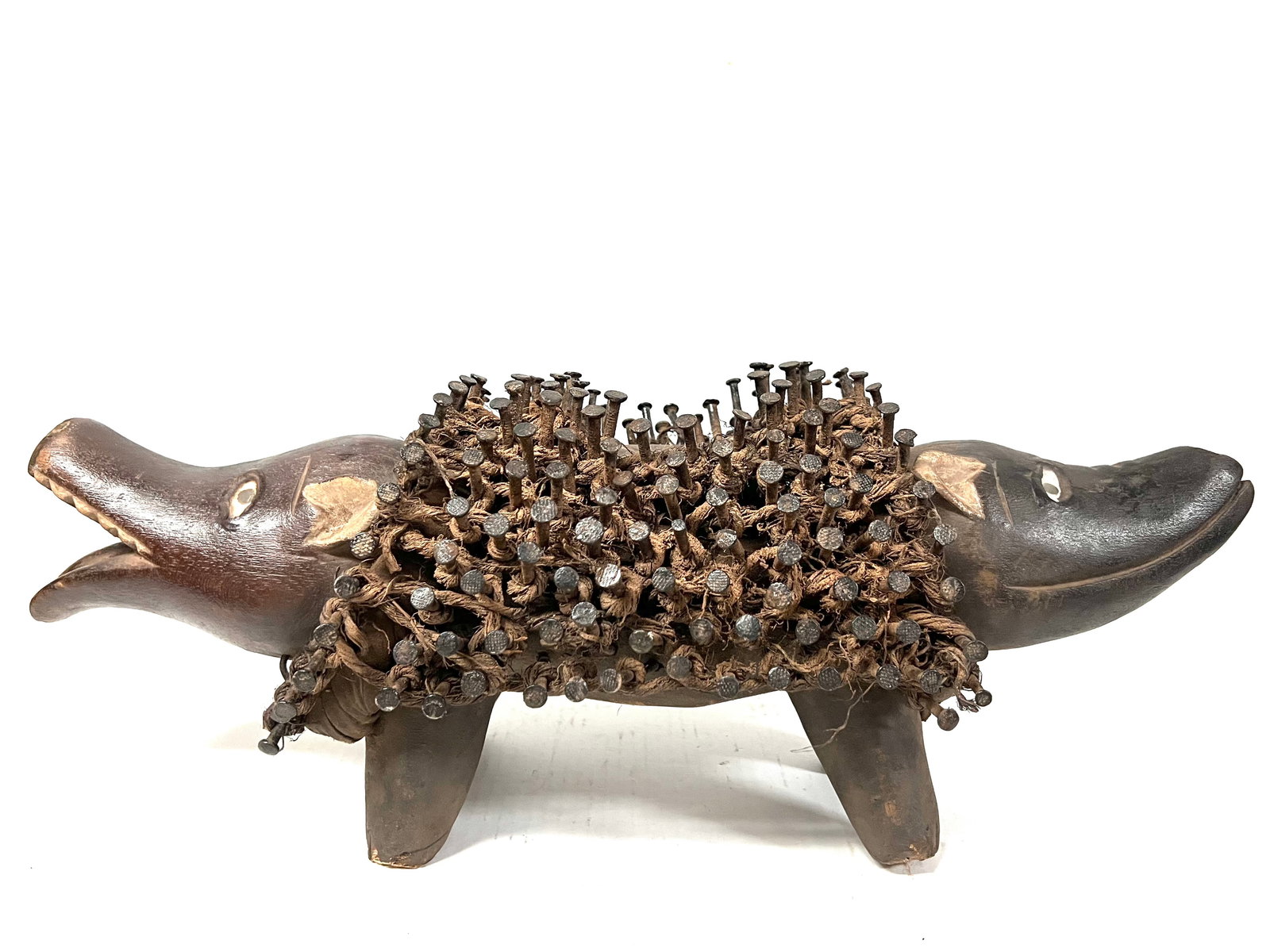 Bacongo Double Head Dog Nail Fetish Statue - 5