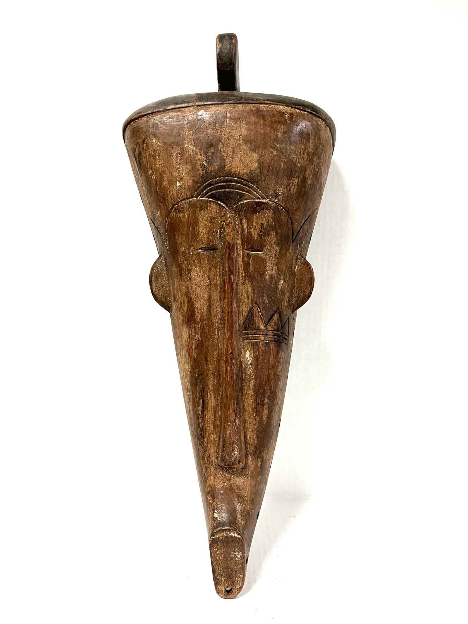Fang Mask: Title: Fang Mask Date/Period: Late 20th Century Description: African Tribal Art Fang Mask Materials: Wood Size: 20" h x 9" w Reserve: $180.00 Shipping: Domestic: Flat-rate of $30.00 to anywhere withi