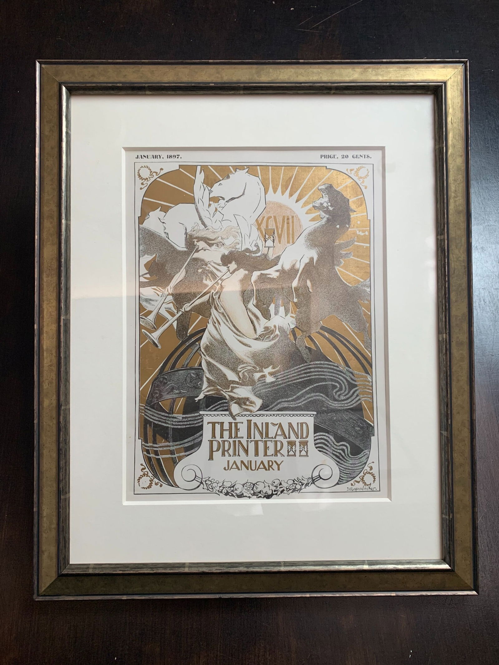 Inland Printer - Art by Leyendecker (1897) US Framed Magazine Cover: Title: Inland Printer - Art by Leyendecker (1897) US Framed Magazine Cover Description: Inland Printer - Art by Leyendecker (1897) US Framed Magazine Cover\n\nPlease refer to the attached photos to de