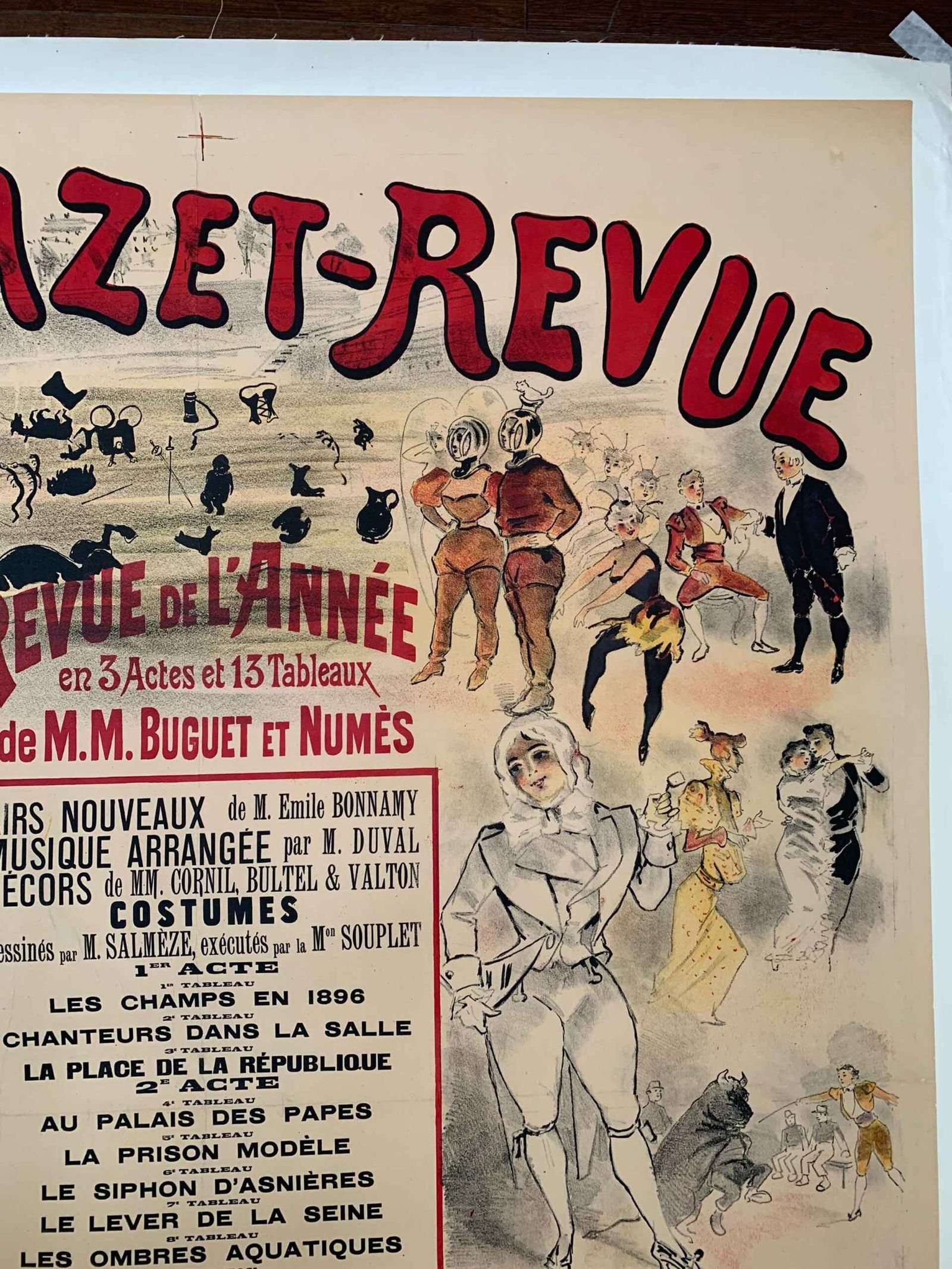 Dejazet-Revue - Art Jules Jonchere (1900) 36.5x50.5 French Theater/Circus Poster LB - 3