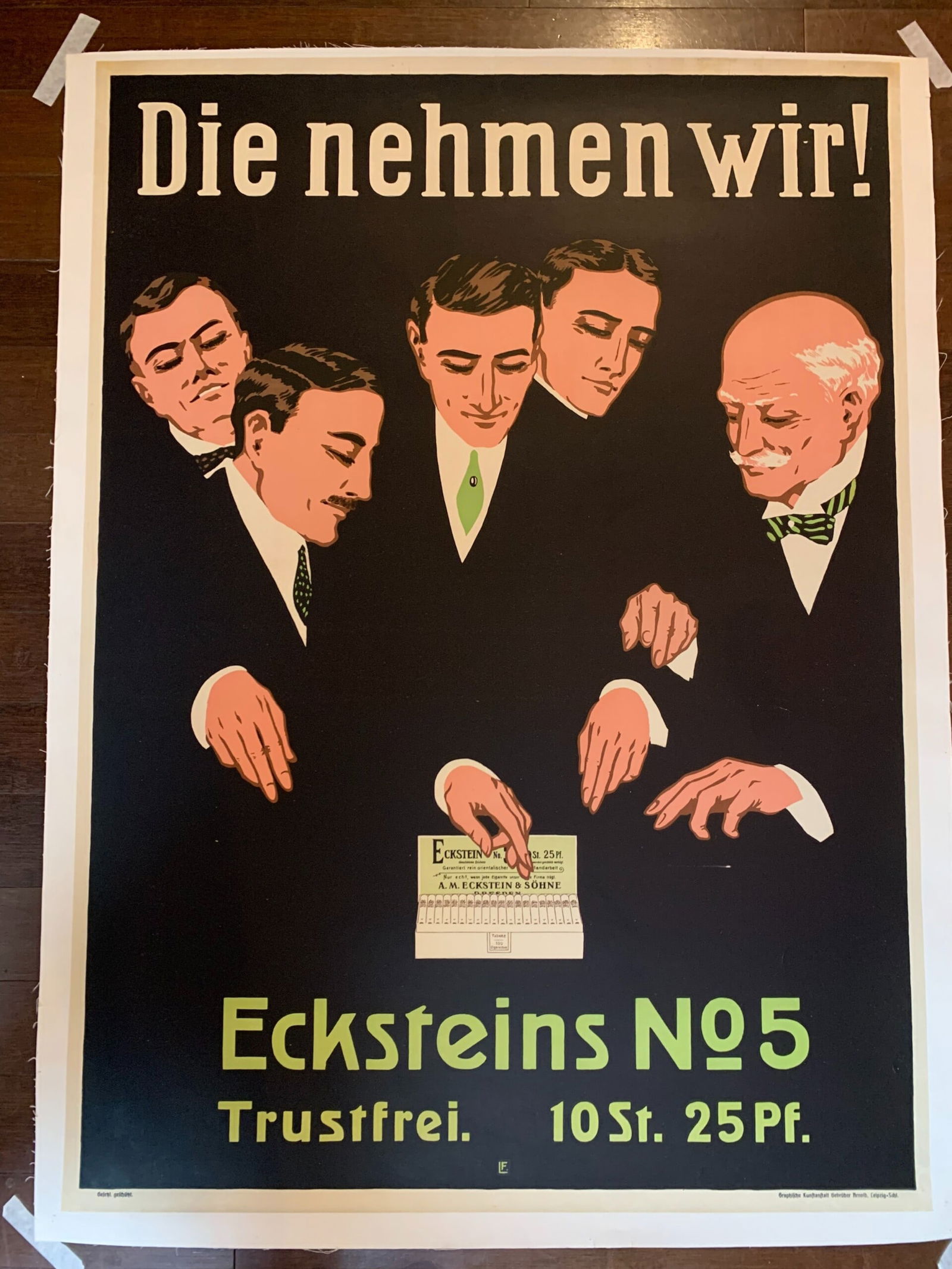 Ecksteins No. 5 Cigarettes (1920's) 34.75x48 German Advertising Poster LB - 6