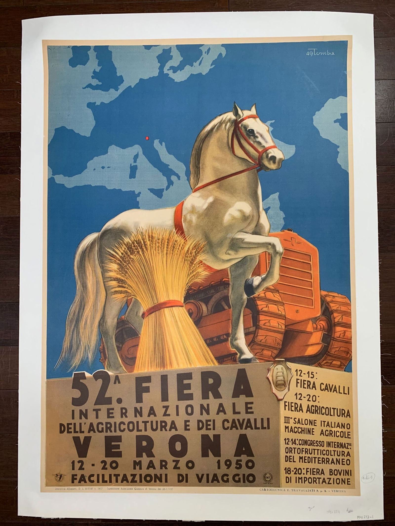 Fiera Internazionale - Art by Ernesto Amos Tomba (1949) 27.25x39.25 Italian Festival Poster LB: Title: Fiera Internazionale - Art by Ernesto Amos Tomba (1949) 27.25x39.25 Italian Festival Poster LB Description: Fiera Internazionale - Art by Ernesto Amos Tomba (1949) 27.25x39.25 Italian Festival