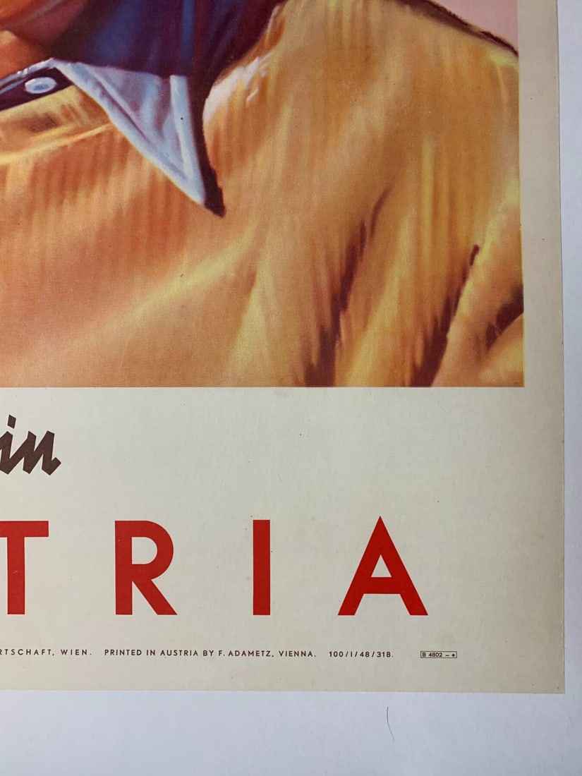 Winter Sports In Austria - Art By F. Adametz (1950's) 25x37.75 Austrian Travel Poster LB - 4