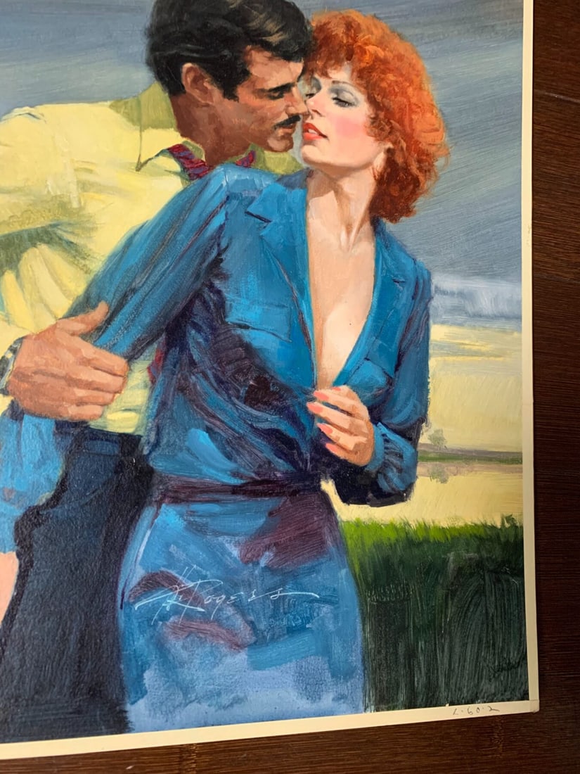 Illustration Art Used In 'Between The Lines' Book Cover - Art By Howard Rogers (1957) 12.25x20 Oil - 2