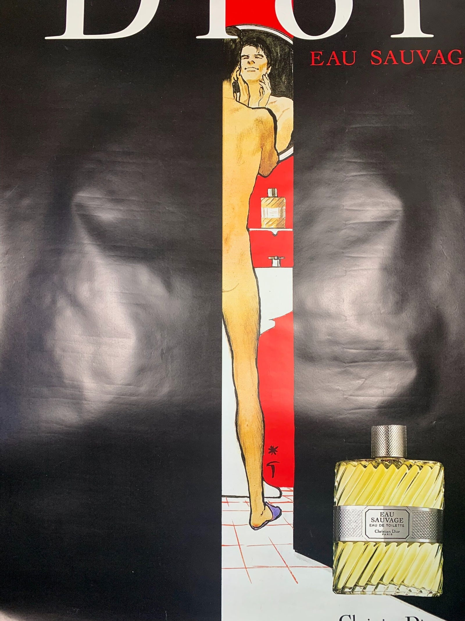 Dior Eau Savage 01 - Art By Rene Gruau (1990's) 46.5x68.75 US Advertising Poster - Double Sided - 5