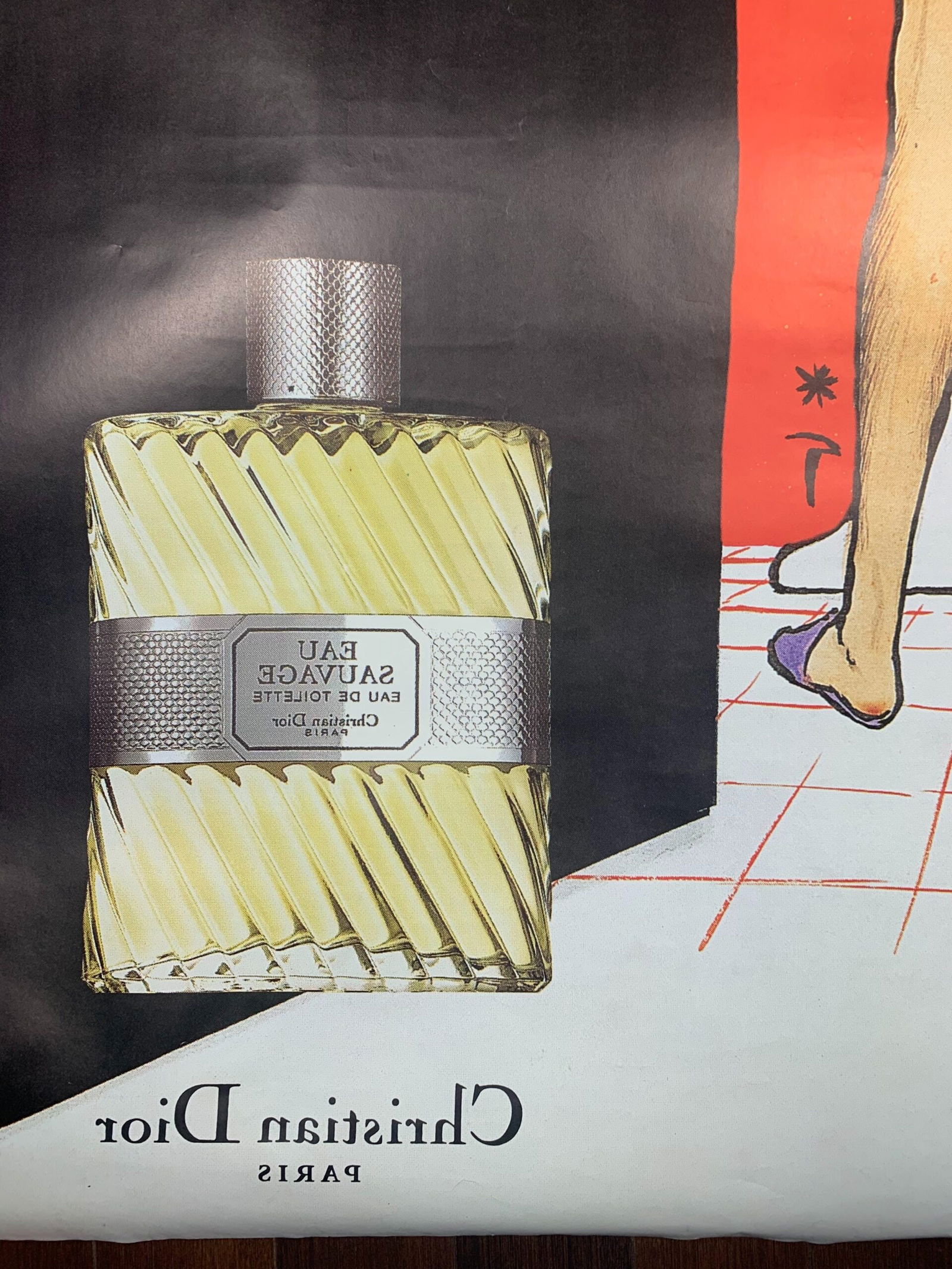 Dior Eau Savage 01 - Art By Rene Gruau (1990's) 46.5x68.75 US Advertising Poster - Double Sided - 7