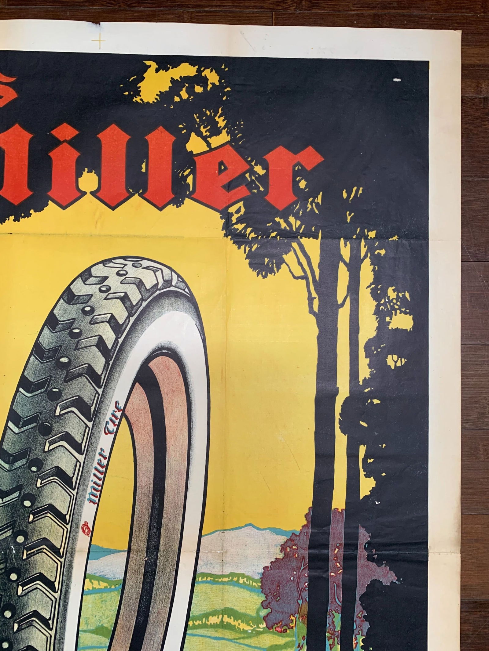 Pneus Miller Tire - Art by Georges Hamel (1948) 31.5" x 47.25" Belgian Advertising Poster - 3