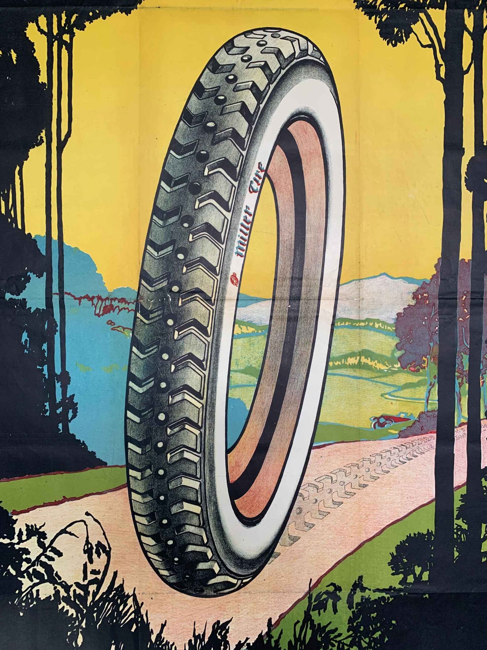 Pneus Miller Tire - Art by Georges Hamel (1948) 31.5" x 47.25" Belgian Advertising Poster - 7