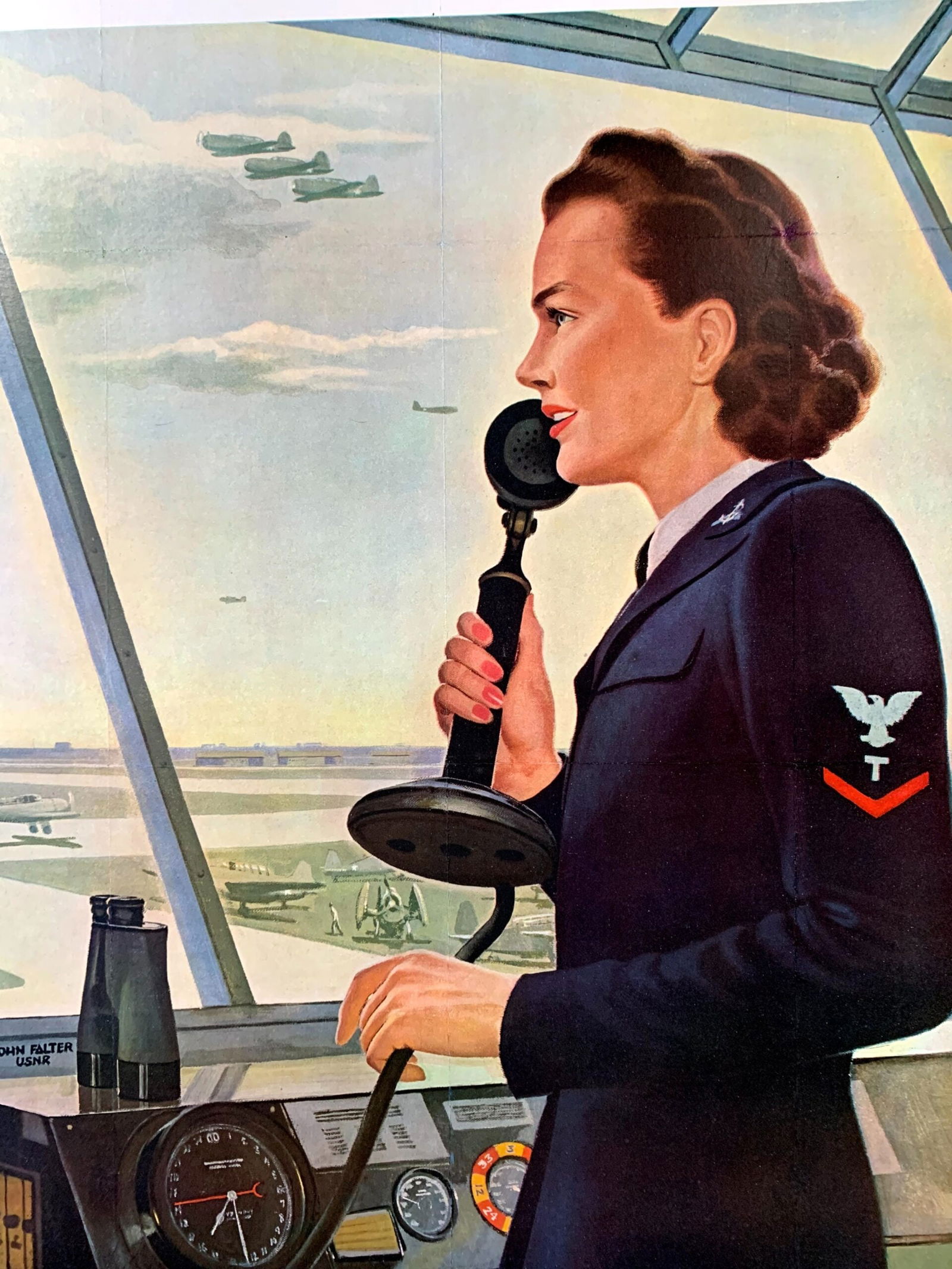 Join The Waves - Art By John Falter (1943) 27.25x39.75 US Navy Recruitment Poster LB - 4