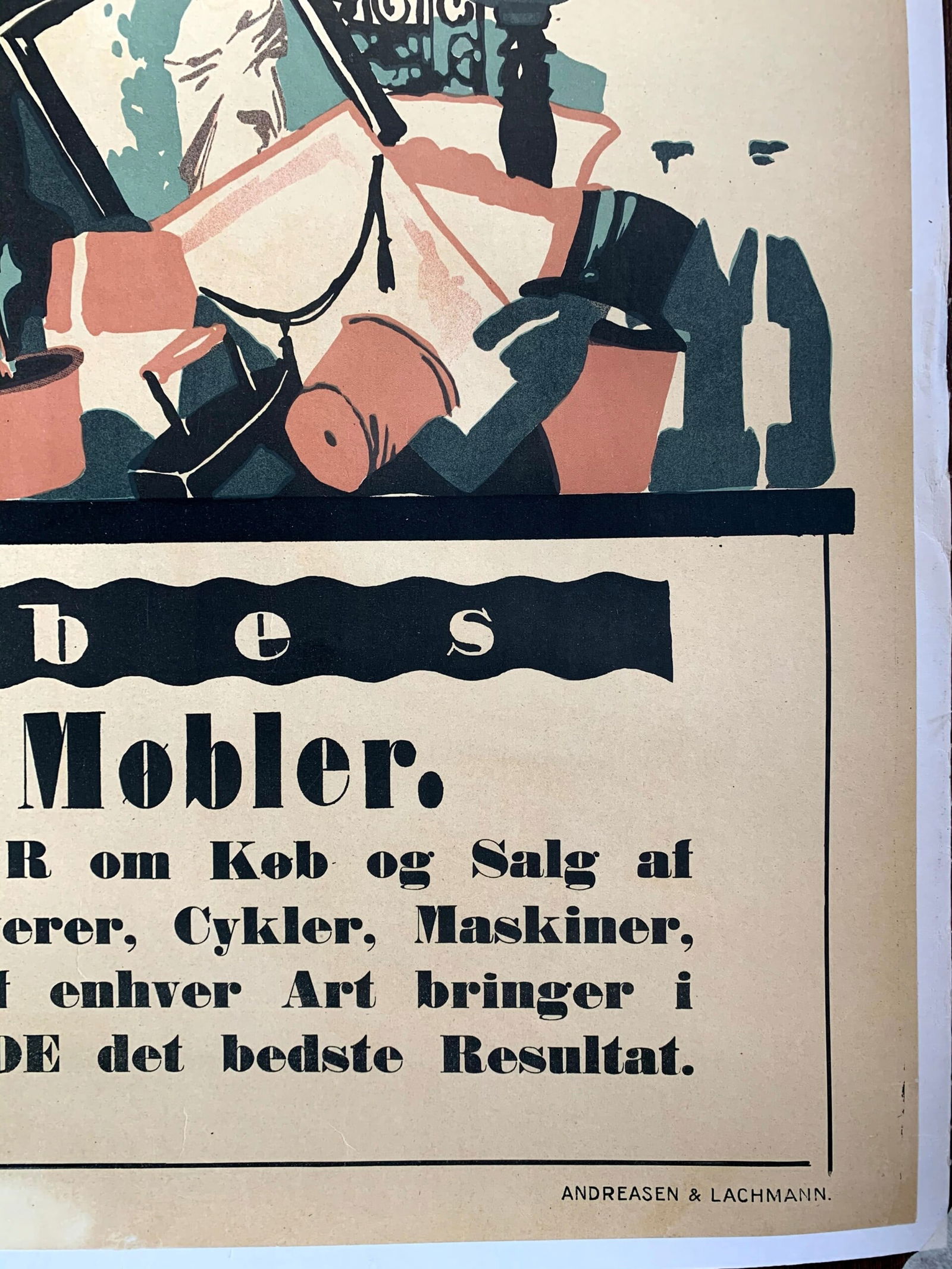 Annoncer Antike Mobler - Art By Thor Bogelund Jensen (1918) 23.25x34.5 Danish Advertising Poster LB - 2