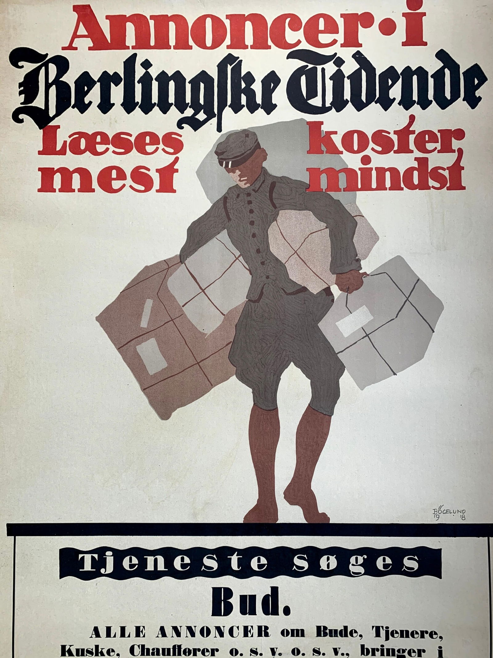 Annoncer Bud - Art By Thor Bogelund Jensen (1918) 23.25x34.5 Danish Advertising Poster LB - 3