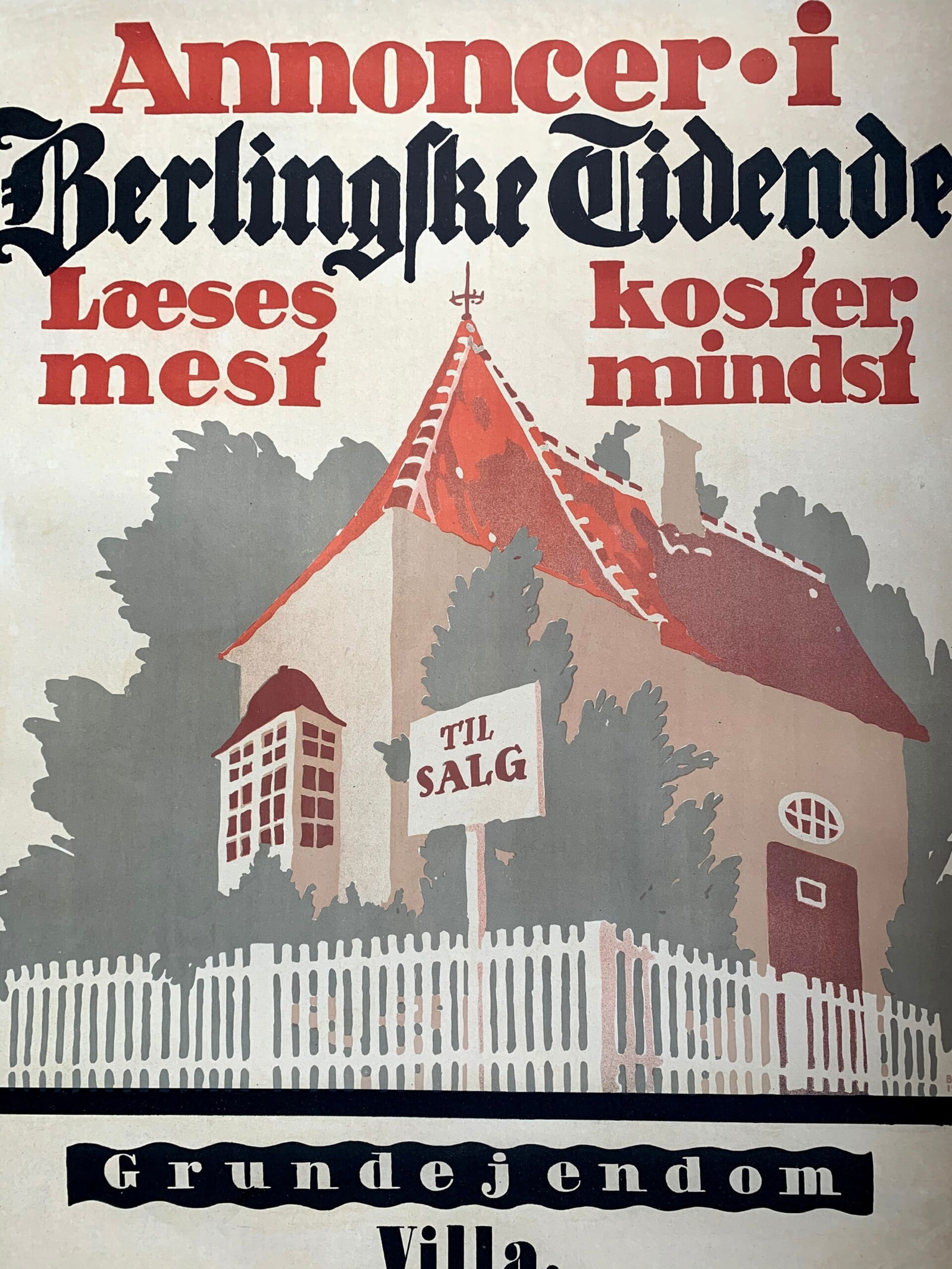 Annoncer Villa - Art By Thor Bogelund Jensen (1918) 23.25x34.5 Danish Advertising Poster LB - 3