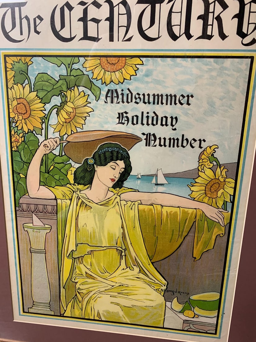 The Century Midsummer Holiday - Art By Louis Rhead (1895) 18x25 US Advertising Poster - Framed - 2