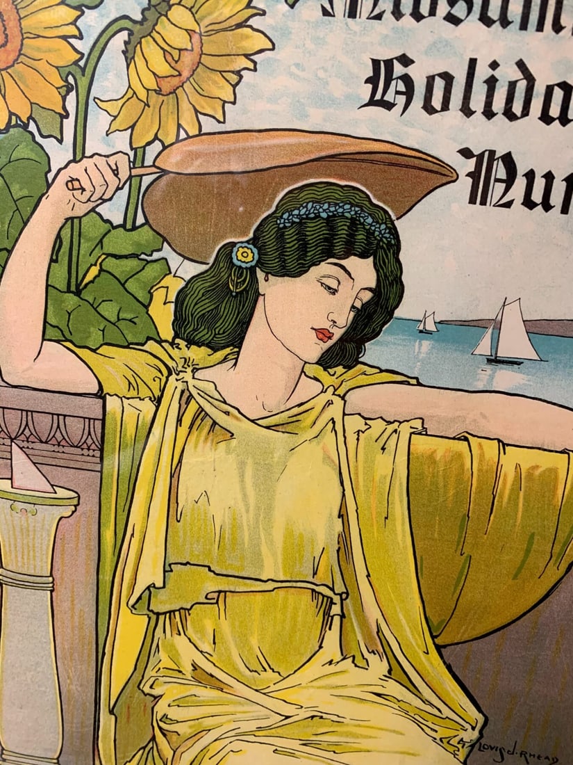 The Century Midsummer Holiday - Art By Louis Rhead (1895) 18x25 US Advertising Poster - Framed - 4