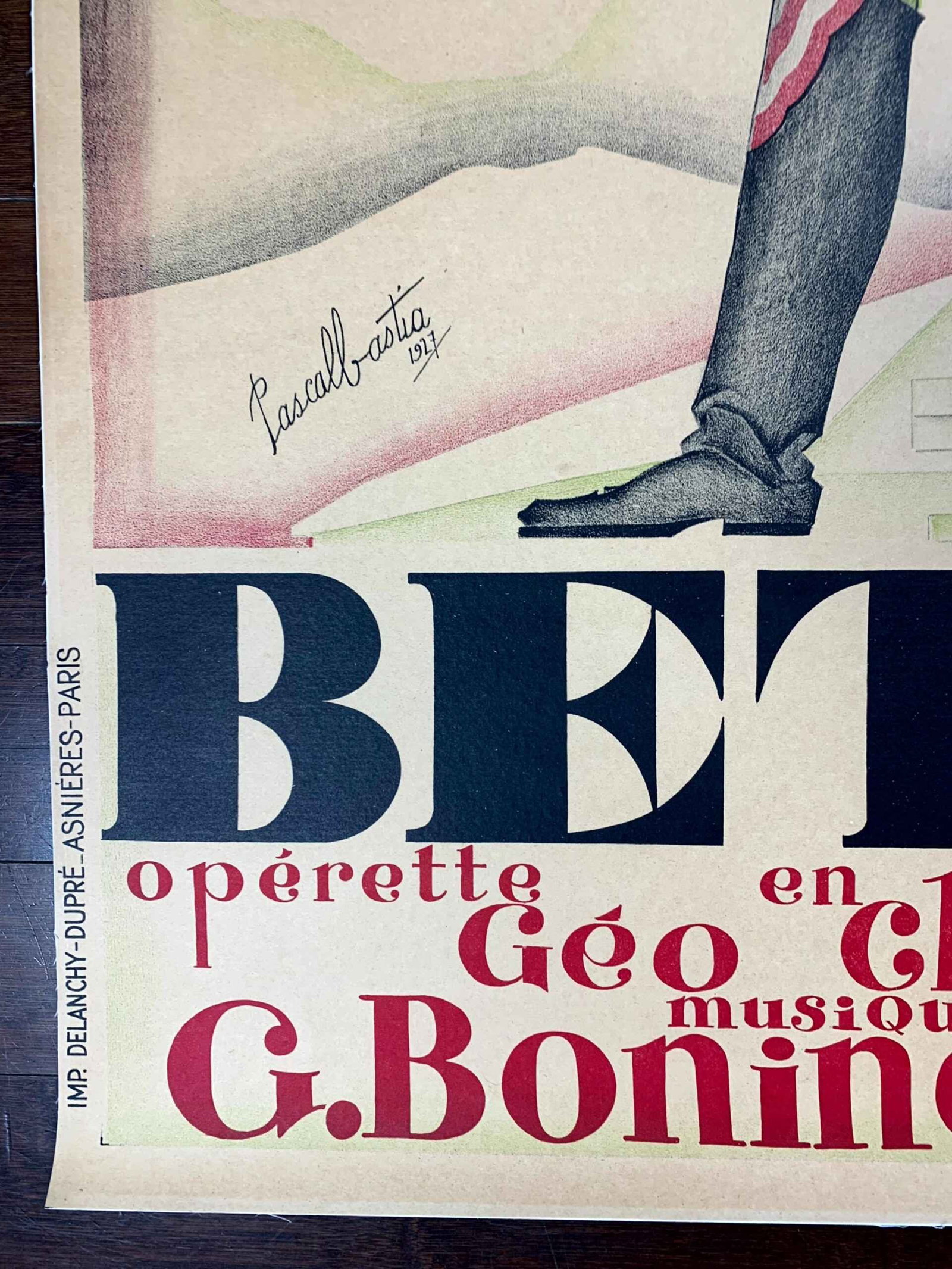 Betsy - Art By Pascal Bastia (1927) 31.25x47.25 French Theater Poster LB - 4