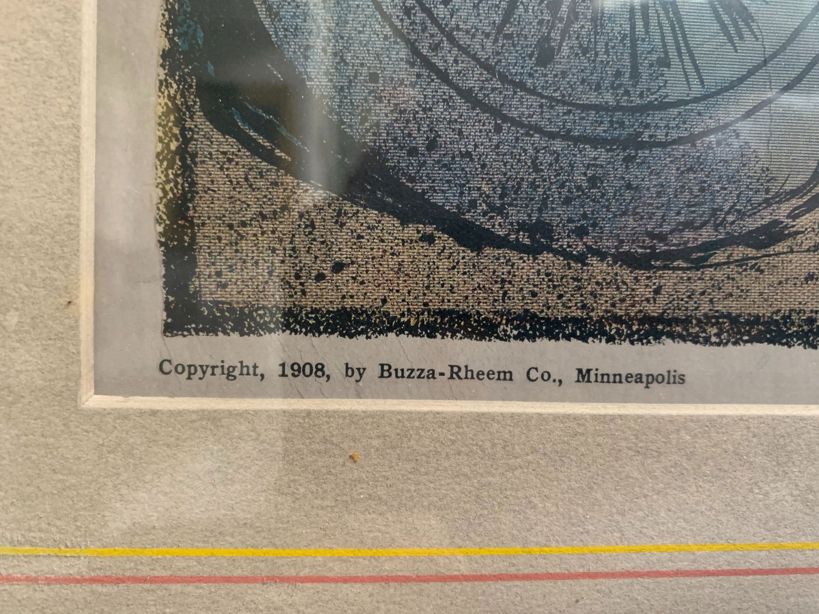 Burning The Midnight Oil - Art by R.A. Rheem (1908) 11x23.5 US Lithograph Poster - Framed - 7