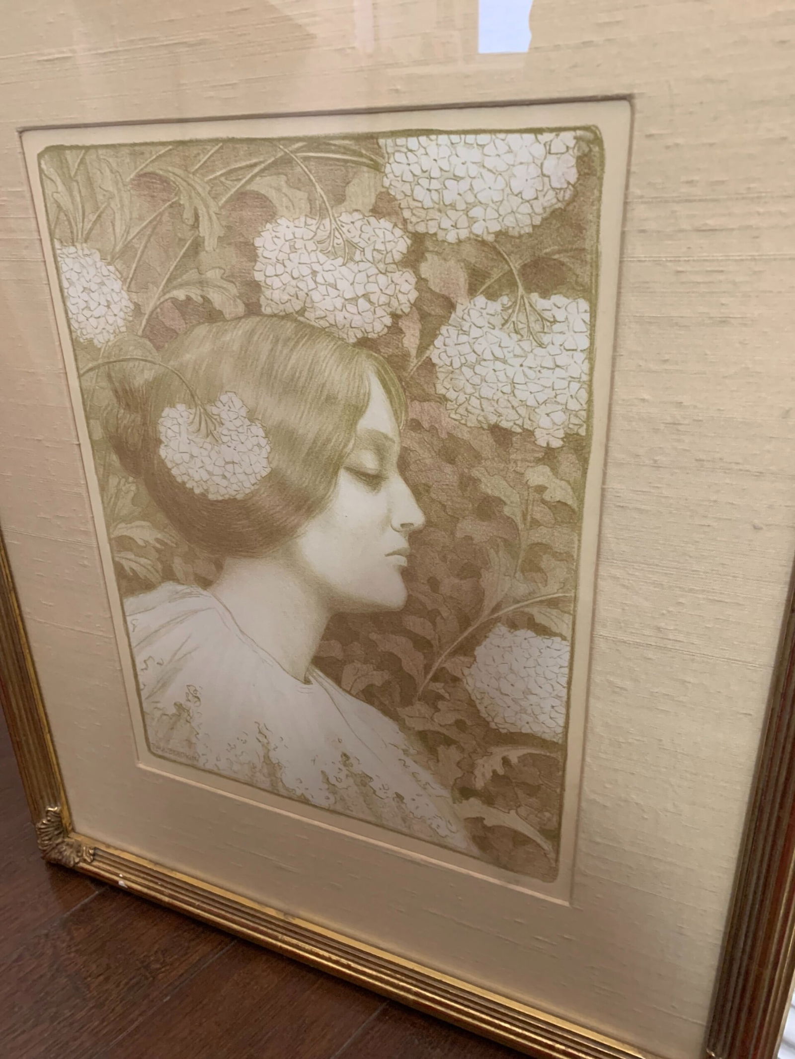 Femme de Profil - Art by Berthon (1896) 10x14 French Lithograph - Framed - 2