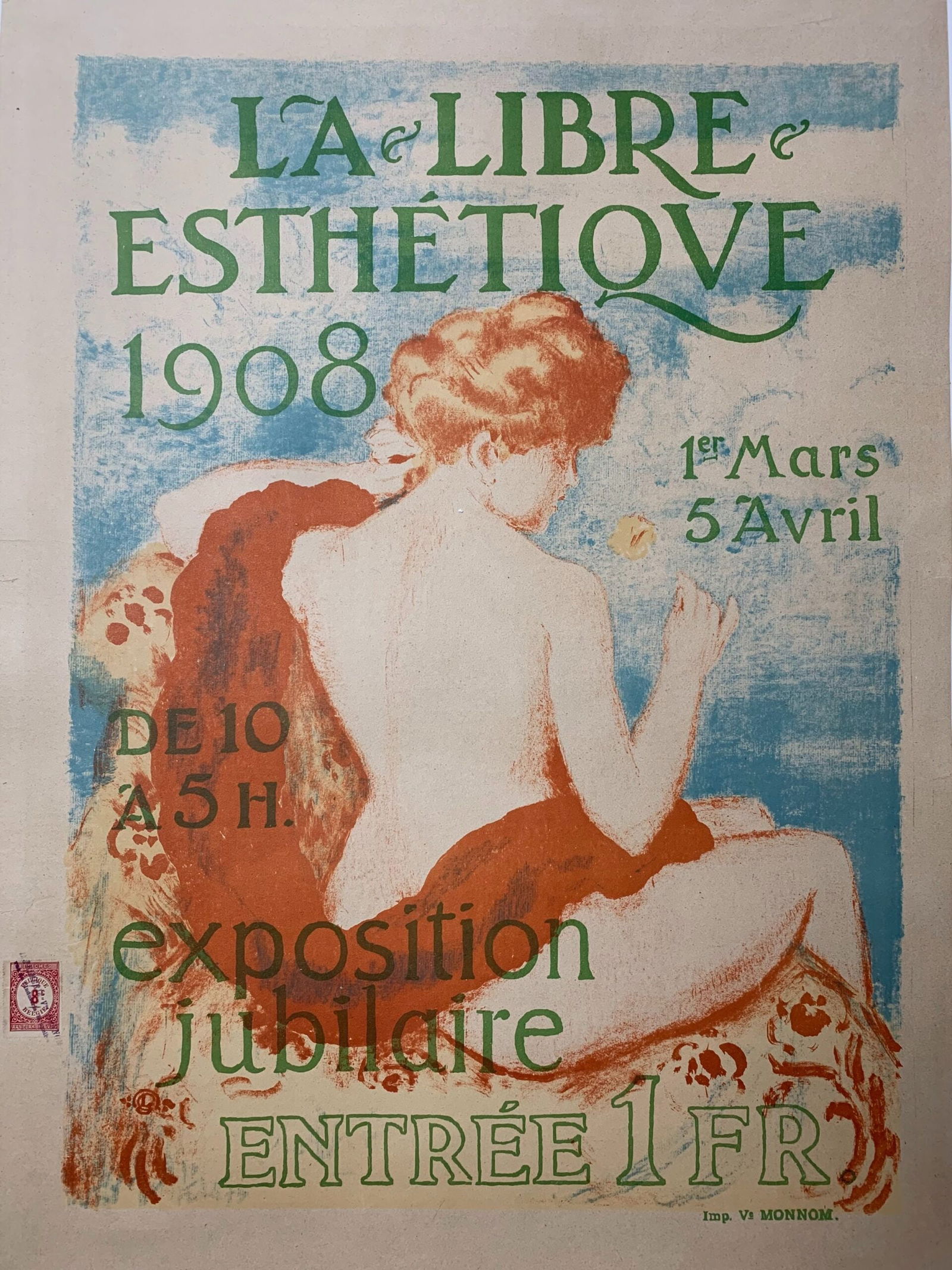 La Libre Esthetique - Art By Georges Lemmon (1908) 19x25.5 Belgian Exhibition Poster LB - 8