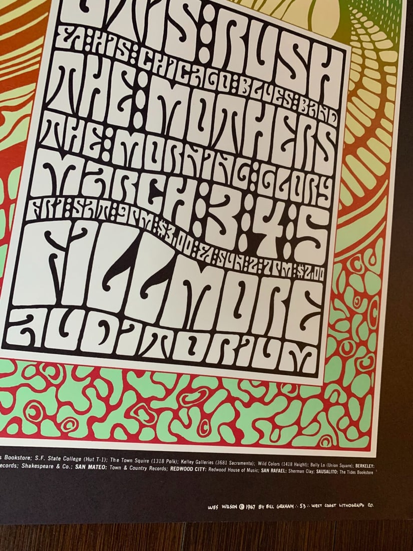 Otis, Rush, Mothers Of Invention - Fillmore Bg-53 1st Issue (1967) 13.375x22.5 US Music Poster - 5
