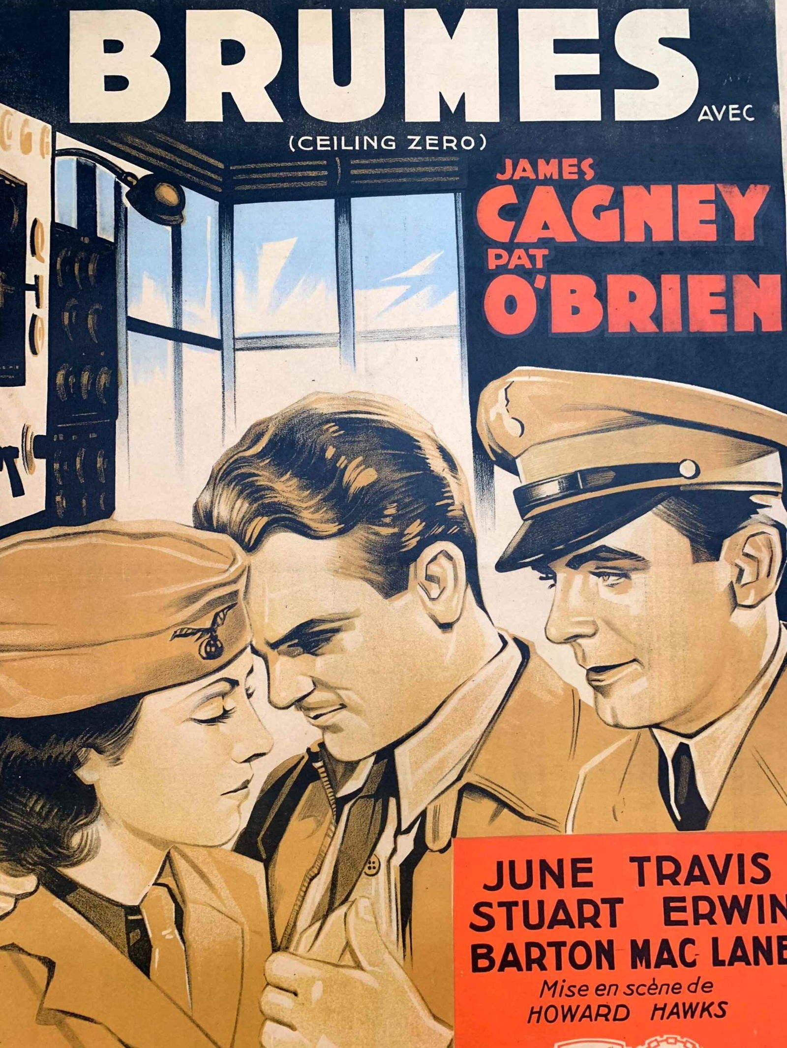 Ceiling Zero - James Cagney (1936) 23x33 French Movie Poster LB - 3