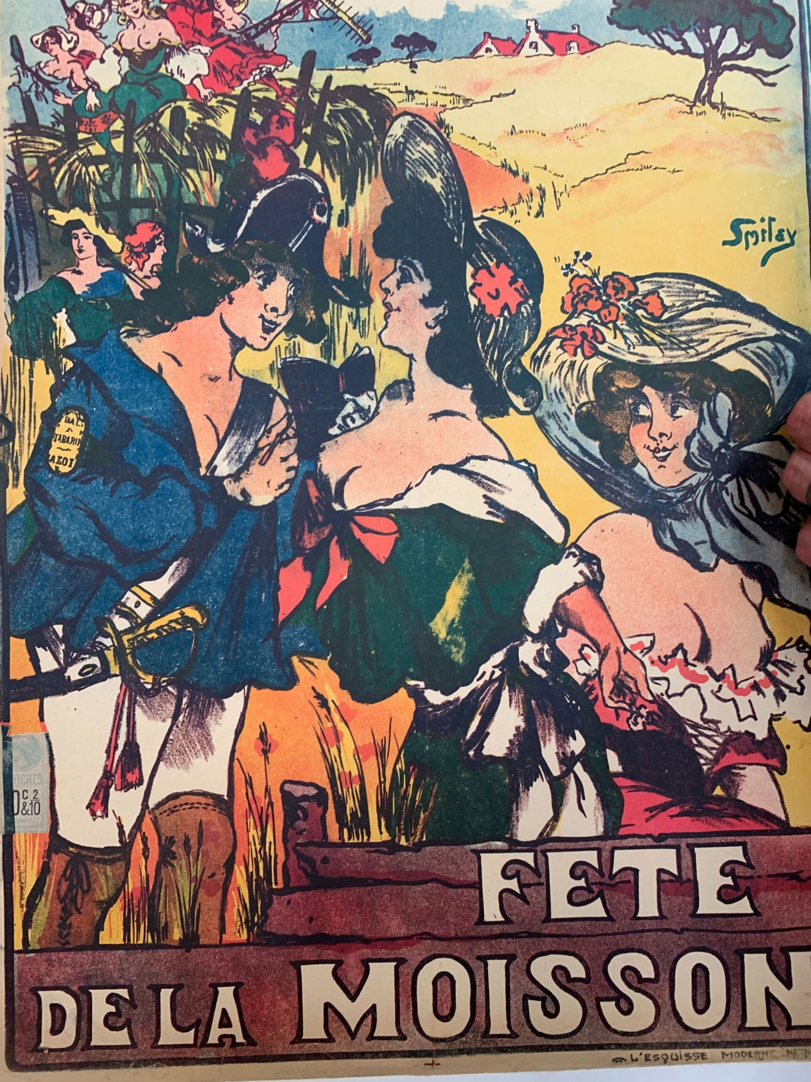 Bal Tabarin Fete de la Moisson - Art by Smiley (1907) 16.5 x 24.5 French Advertising Poster LB - 6