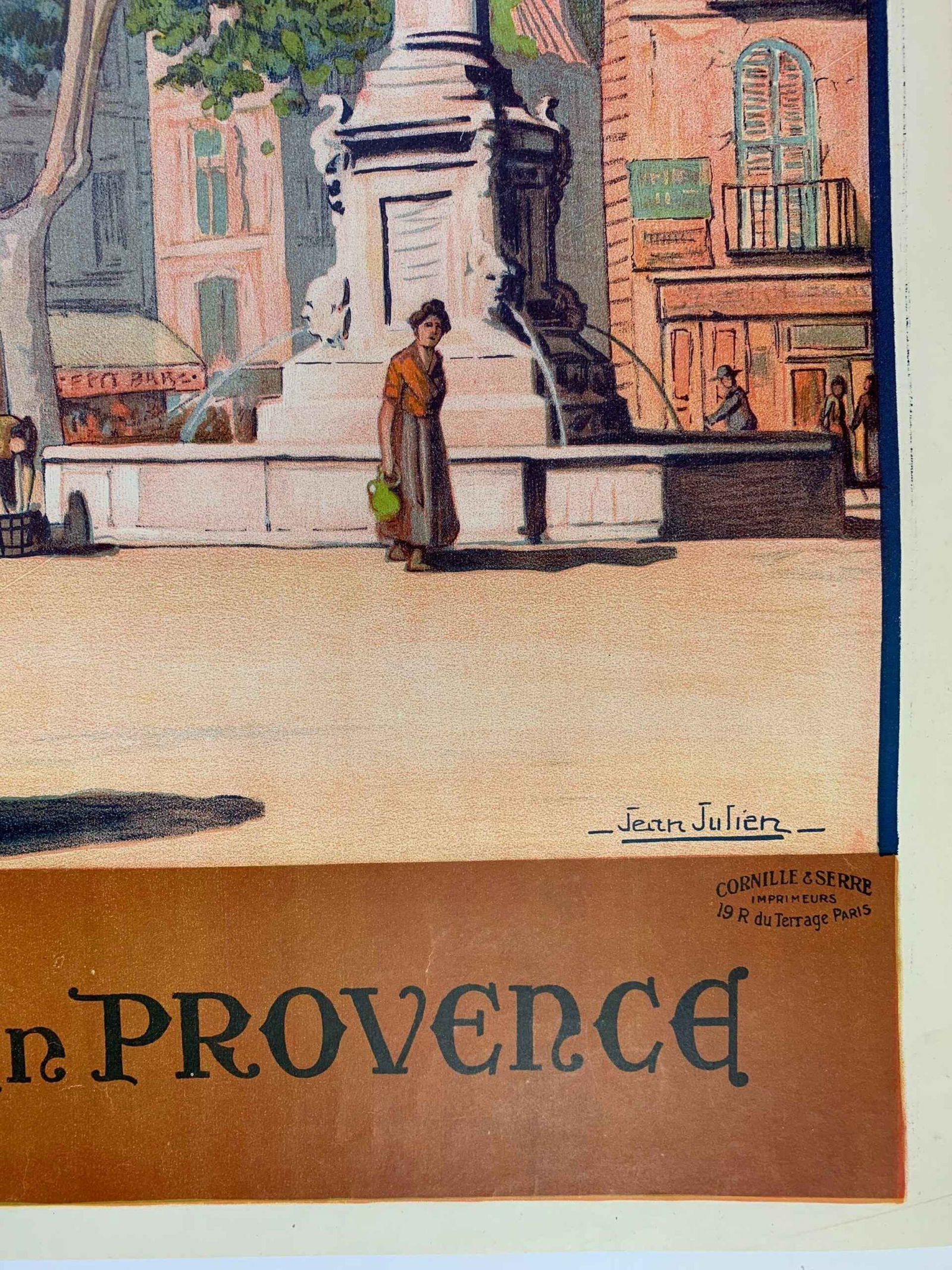 Aix En Provence - Art By Jean Julien (1921) 30.25x42 French Travel Poster LB - 3