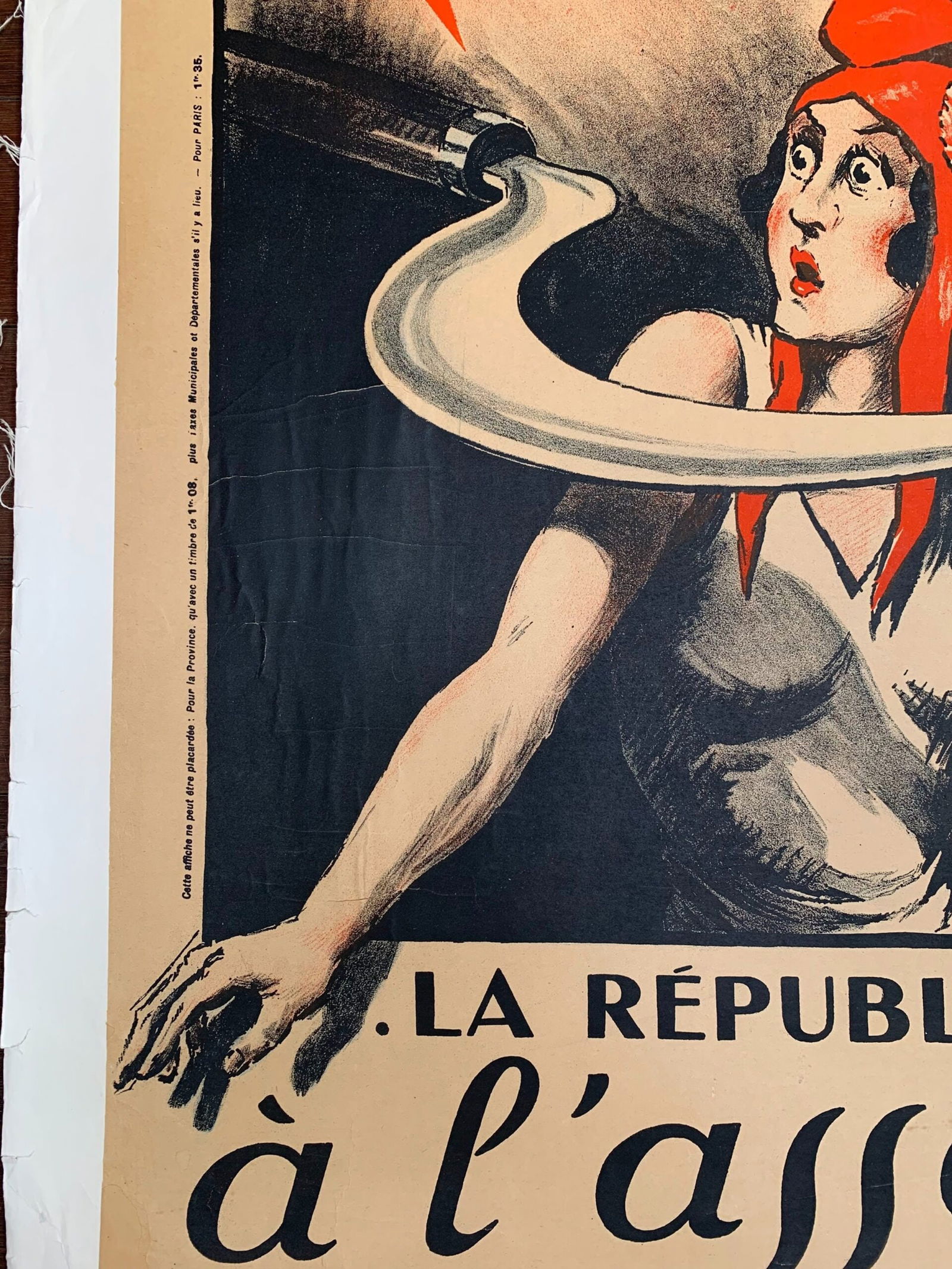 La République Crie À L'assassin - Art By Chaperon (1935) 23x31 French Anti-Communist - 2