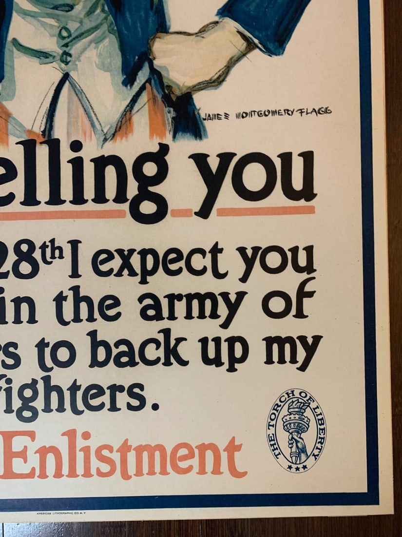 Uncle Sam - Art By James Montomery Flagg (1917) 20.125x30 US WWI Enlistment Poster - 5
