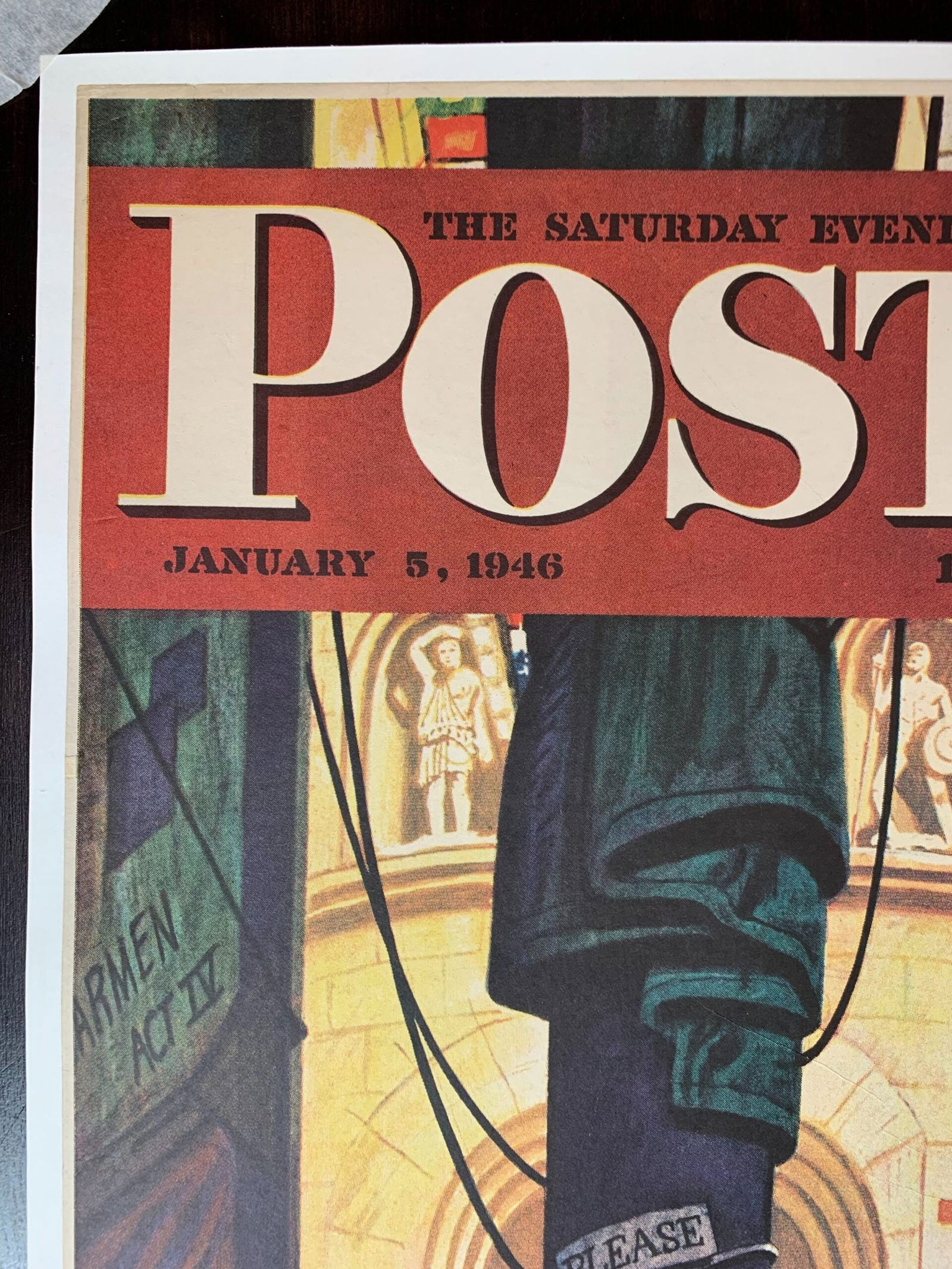21.75x28 1946 Newstand Poster Saturday Evening Post - Art By Stevan Dohanos backstage At The Met LB - 2