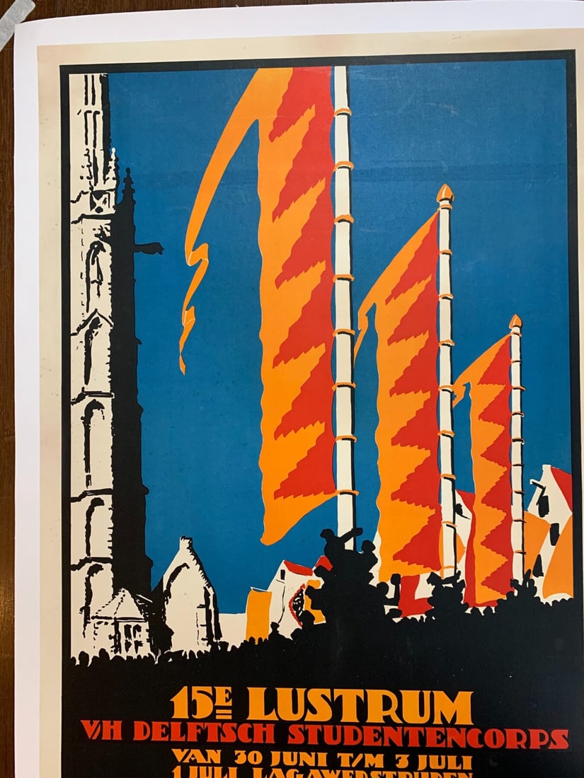 Lustrum Delftsch Studentencorpds - Art By Louis Kalff (1923) 25x40 Dutch Advertising Poster LB - 6
