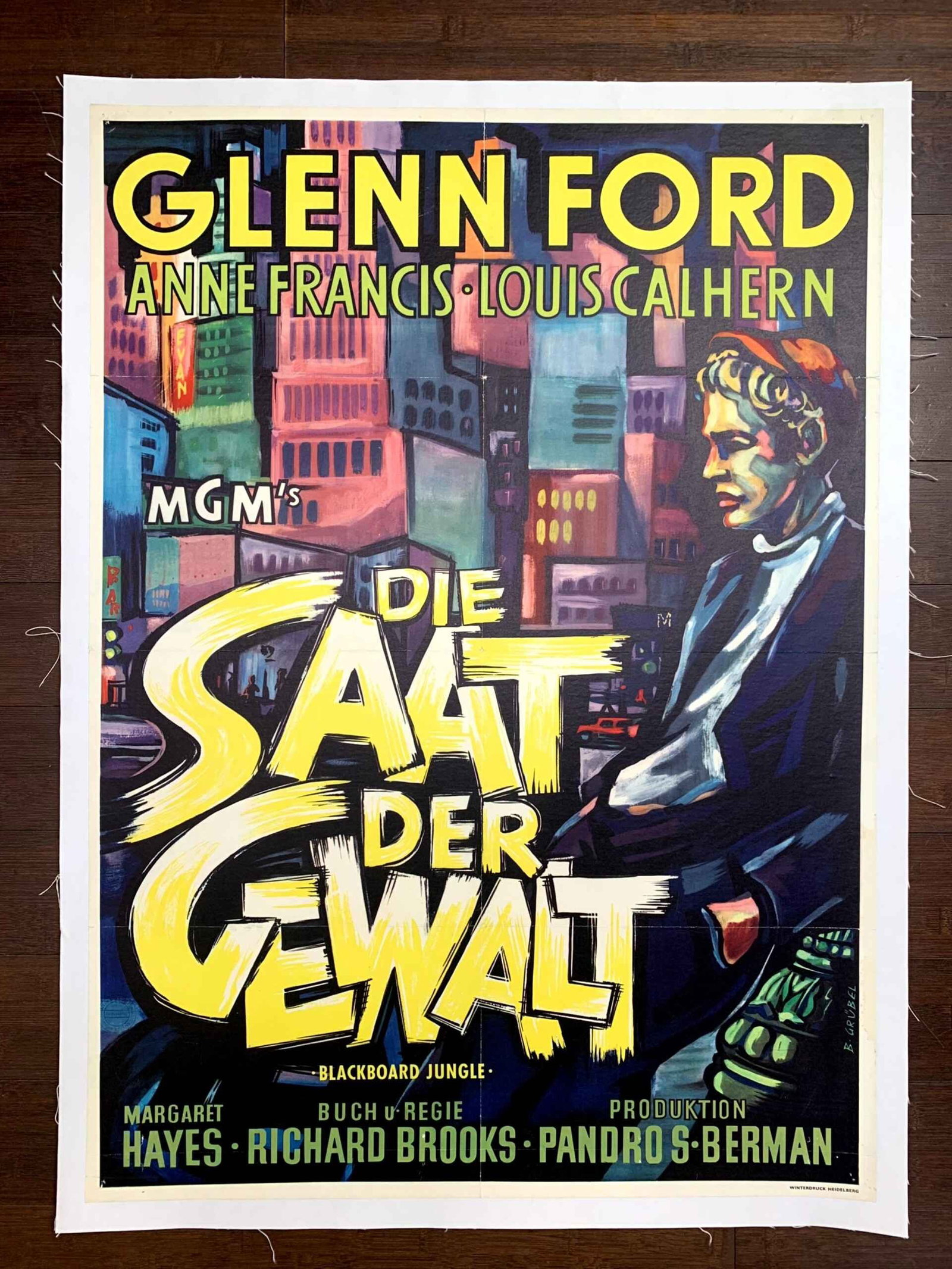 Blackboard Jungle - Glenn Ford (1955) German Movie Poster LB: Title: Blackboard Jungle - Glenn Ford (1955) German Movie Poster LB Description: Blackboard Jungle - Glenn Ford (1955) German Movie Poster LB\n\nPlease refer to the attached photos to determine the