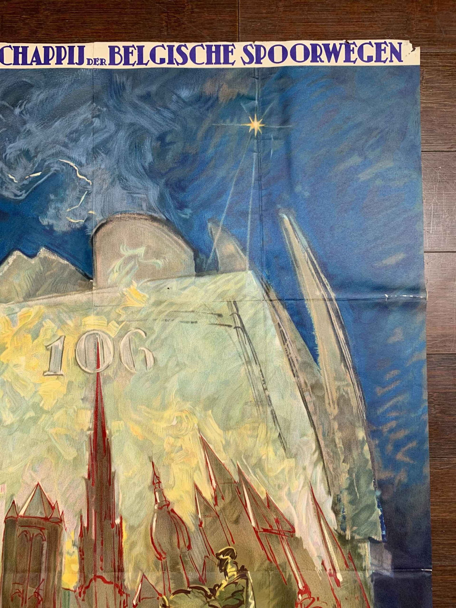 Belgian Railways - City in Train - Art Armand Massonet (1950) 24.4 x 39 Belgian Travel Poster - 2