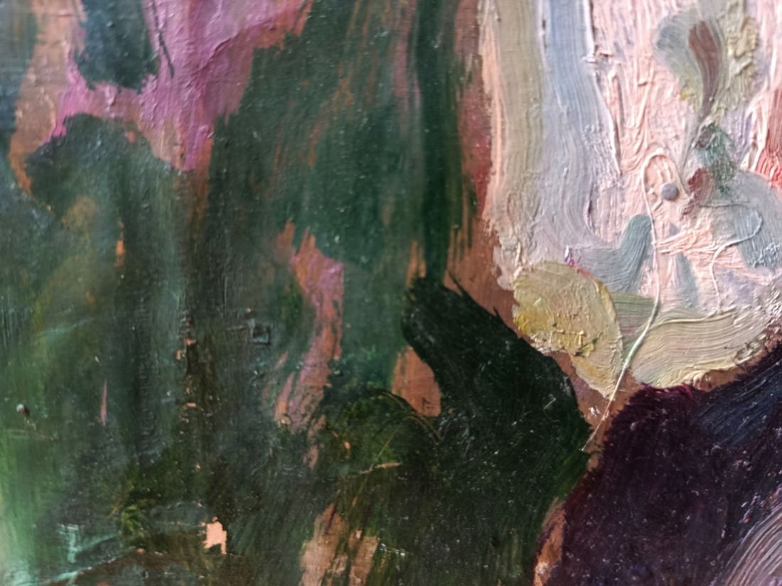 Oil painting The woman looks at the flowers Vasily Khomko - 7