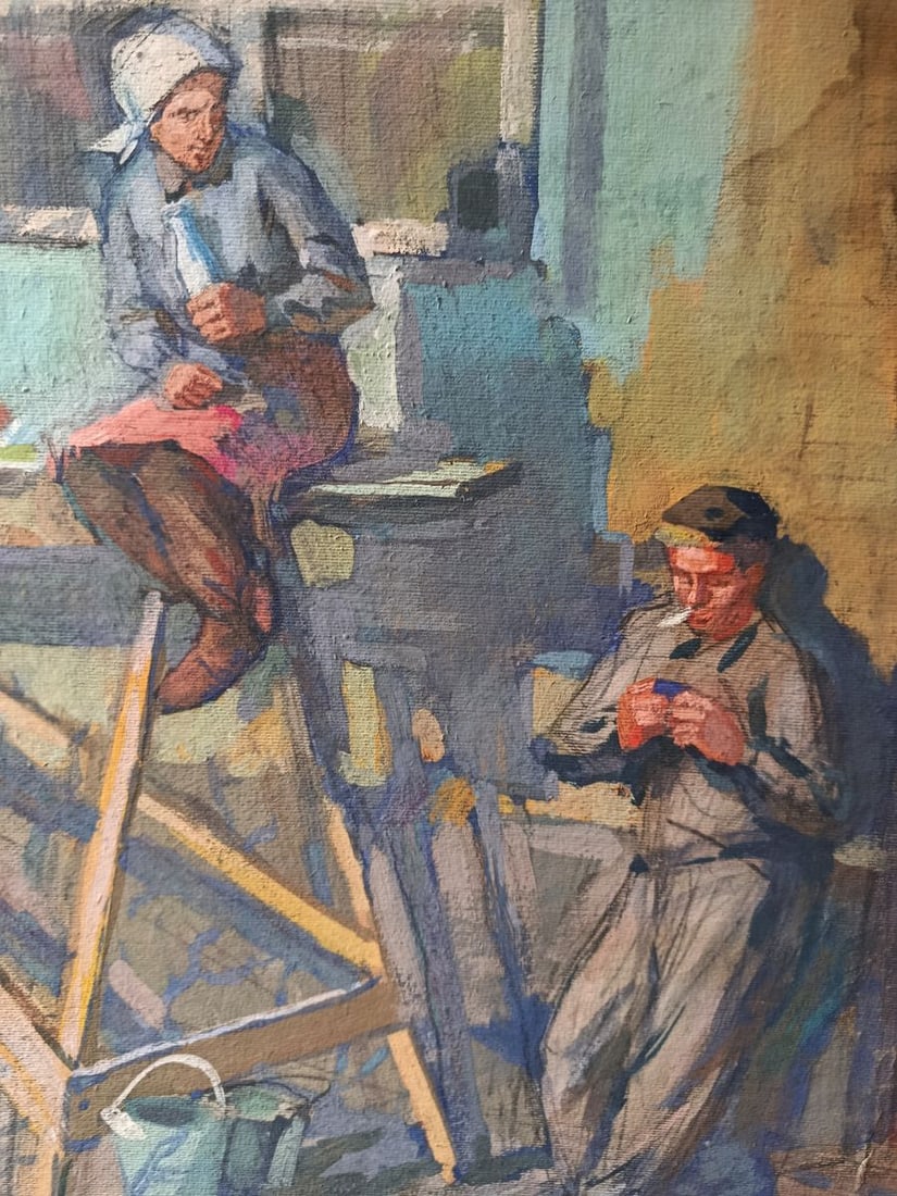 Oil painting Repair in the village Yuriy Gura - 6