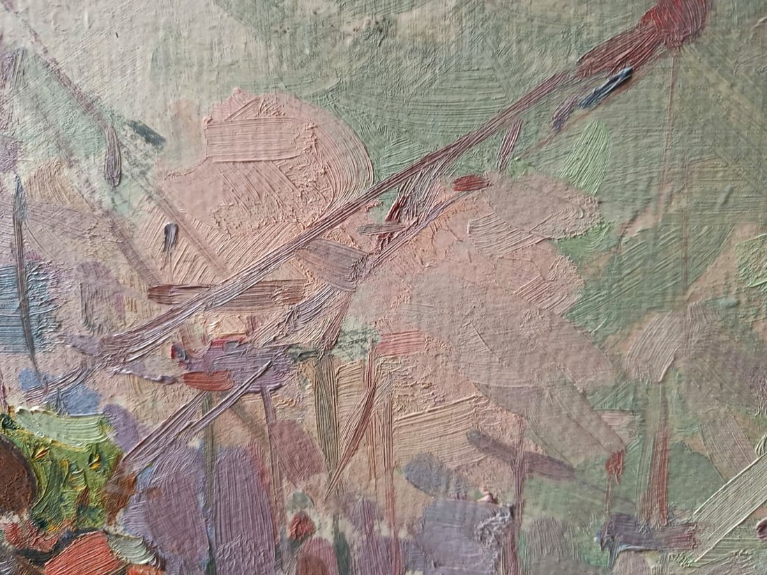 Oil painting People are doing repairs Unknown artist - 3