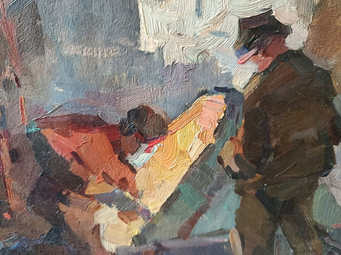 Oil painting Workers at the factory Unknown artist - 3