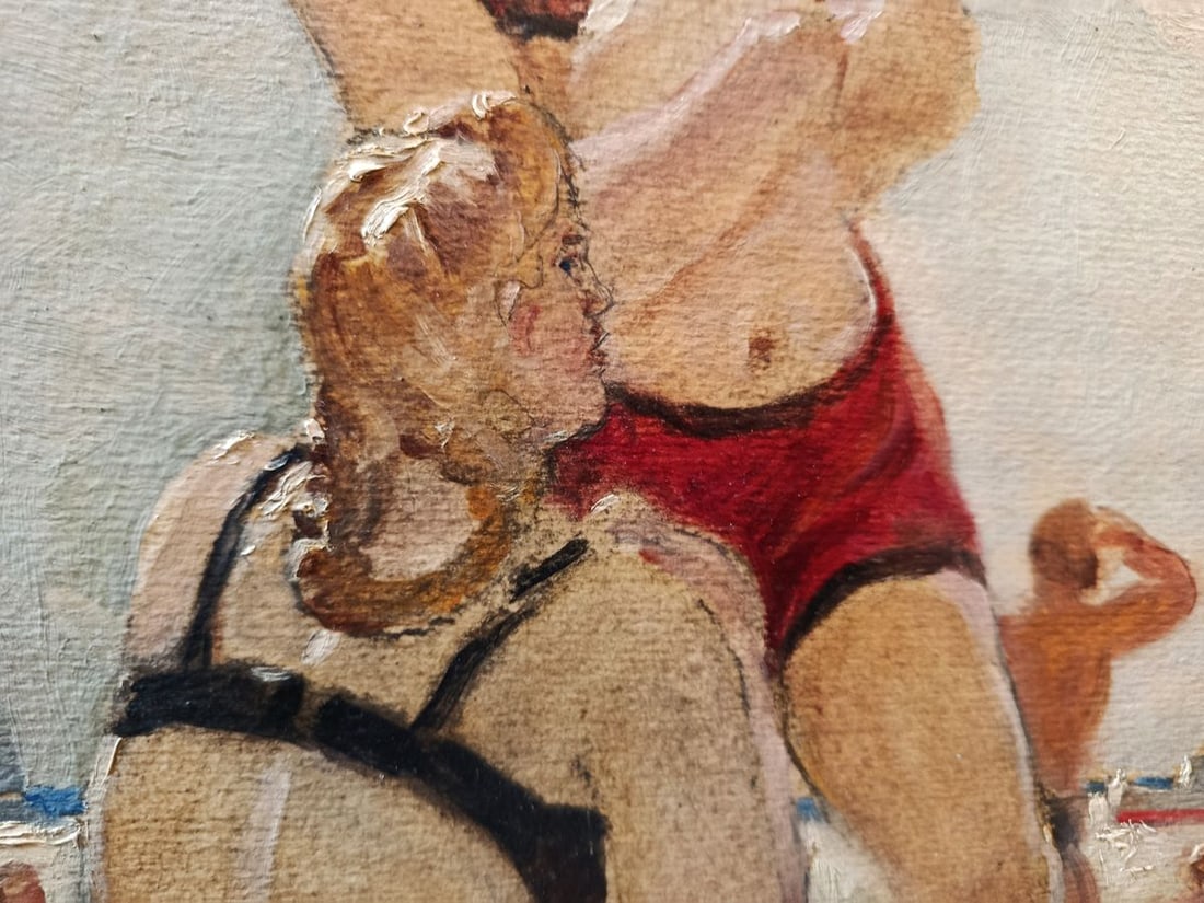 Oil painting Family on the beach Unknown artist - 4