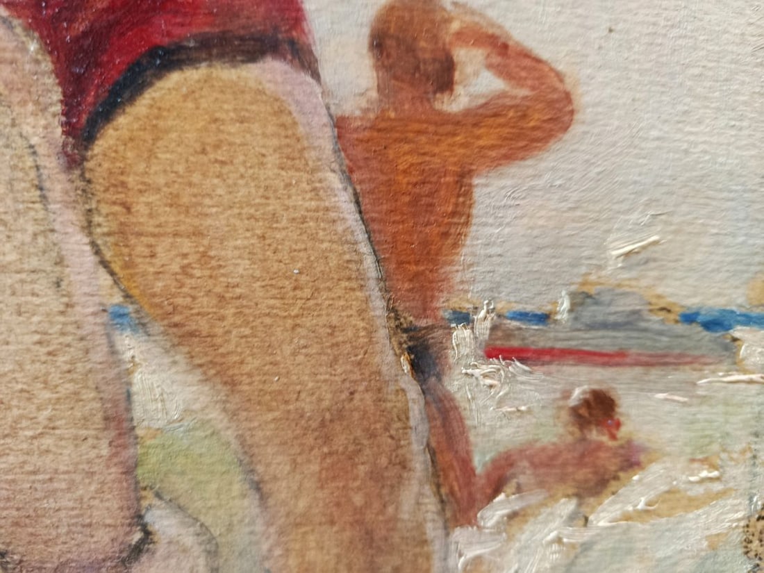 Oil painting Family on the beach Unknown artist - 5