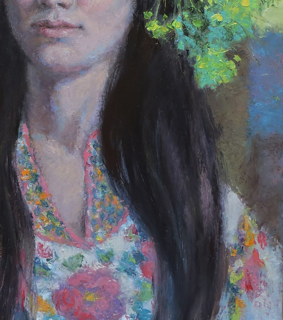 Oil painting Portrait of a girl with flowers Oksana Osnach - 2