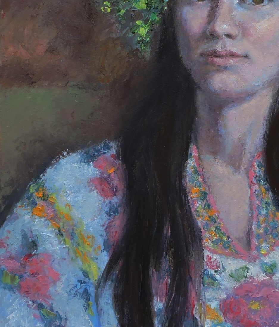 Oil painting Portrait of a girl with flowers Oksana Osnach - 3