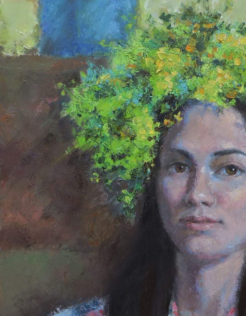 Oil painting Portrait of a girl with flowers Oksana Osnach - 4