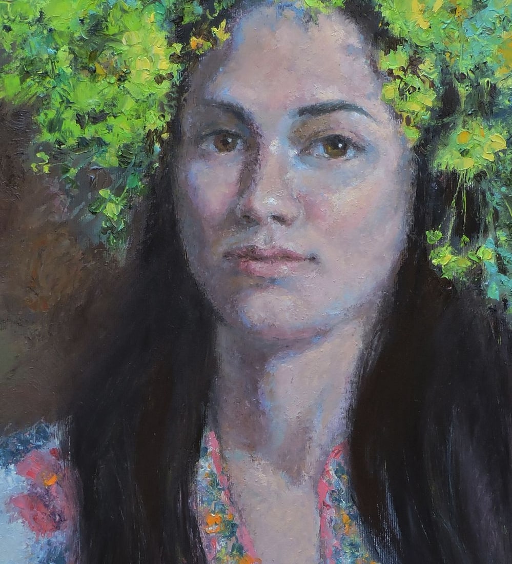 Oil painting Portrait of a girl with flowers Oksana Osnach - 6