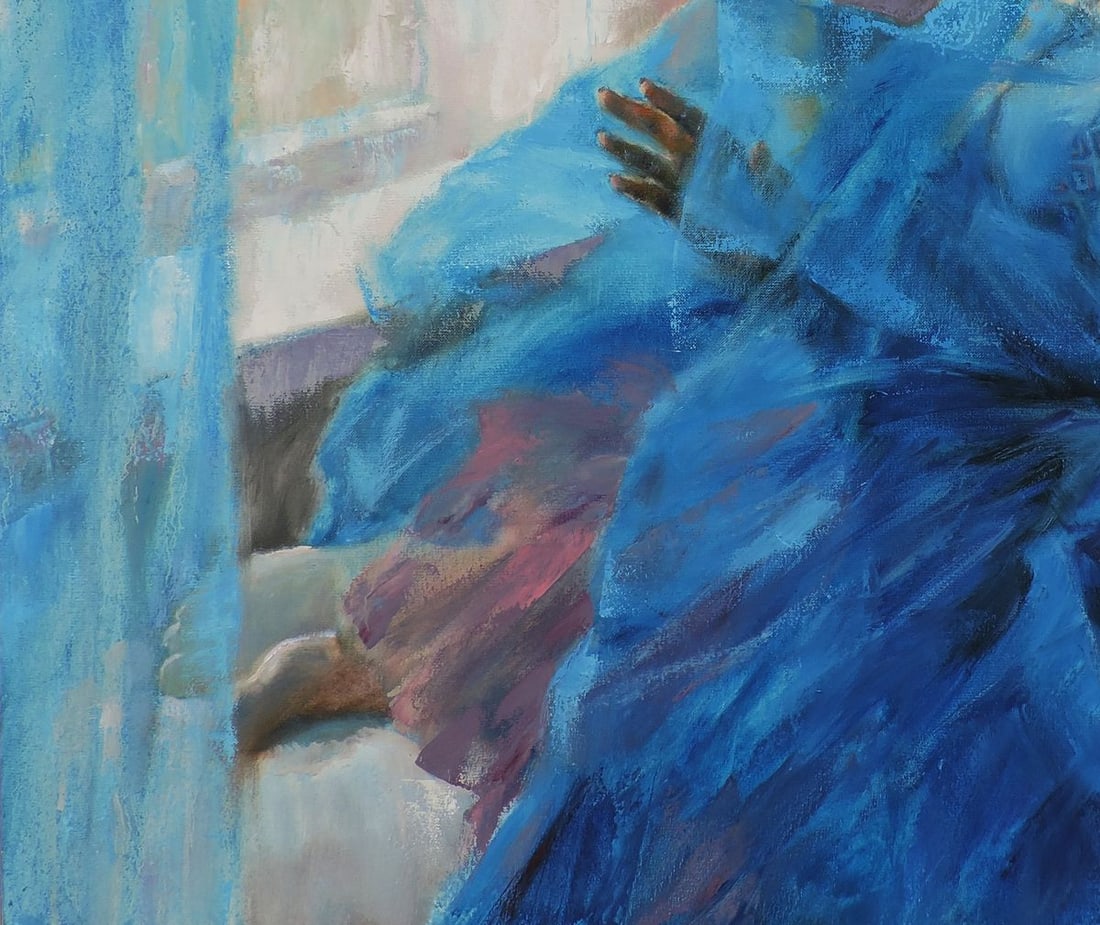 Oil painting Girl in a blue dress Oksana Osnach - 3