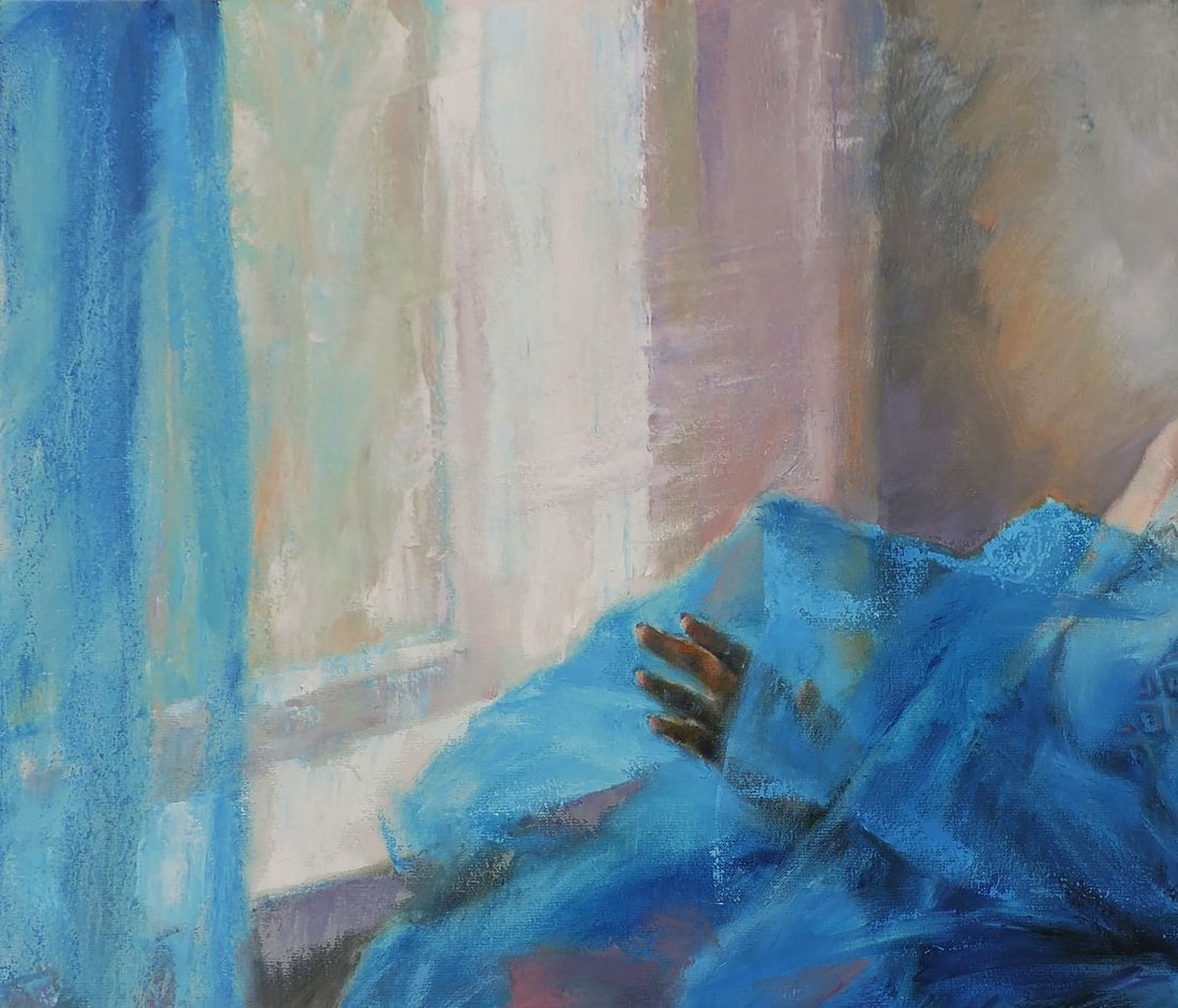 Oil painting Girl in a blue dress Oksana Osnach - 4