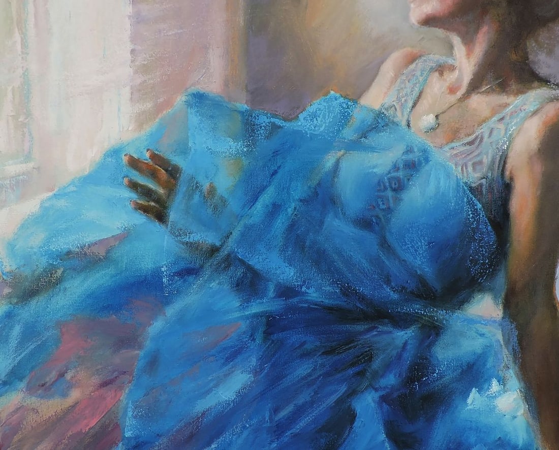 Oil painting Girl in a blue dress Oksana Osnach - 6