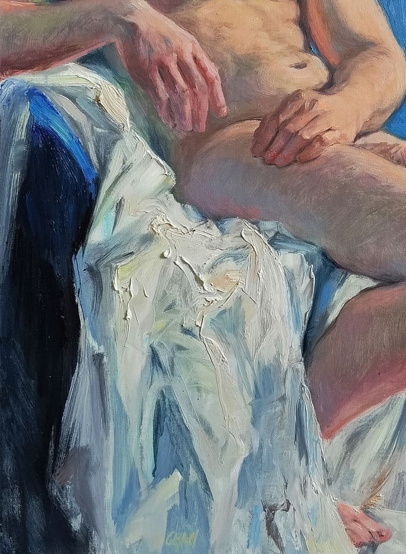 Oil painting Portrait of a pensive man Oksana Osnach - 3