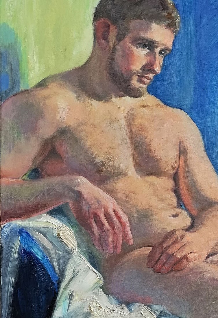 Oil painting Portrait of a pensive man Oksana Osnach - 4